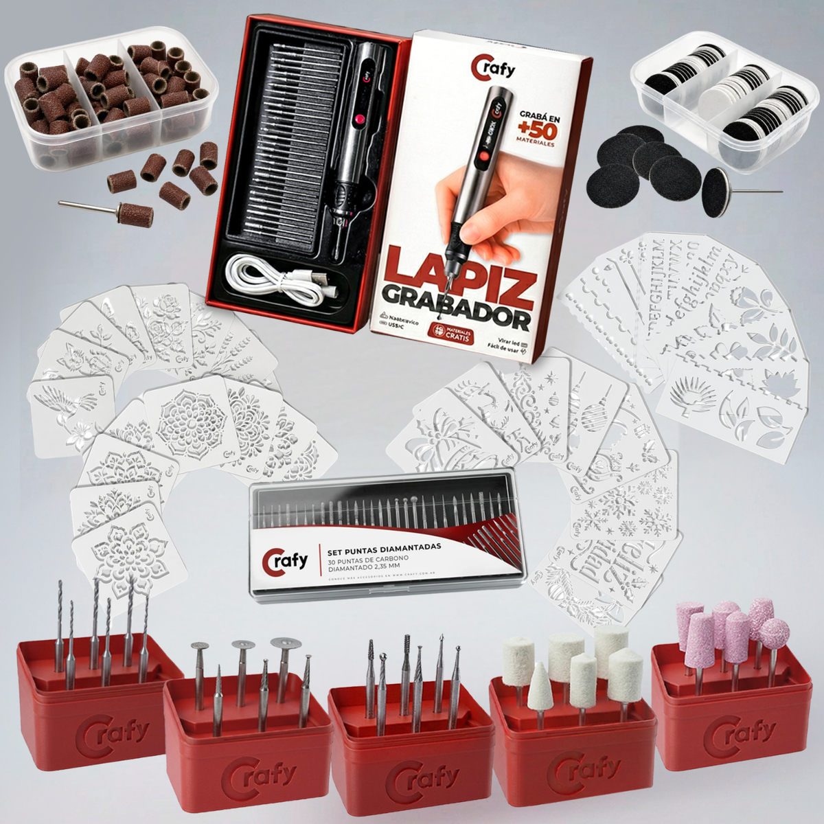 Kit SUPER Completo Lapiz grabador Crafy + SET PUNTAS + STENCILS