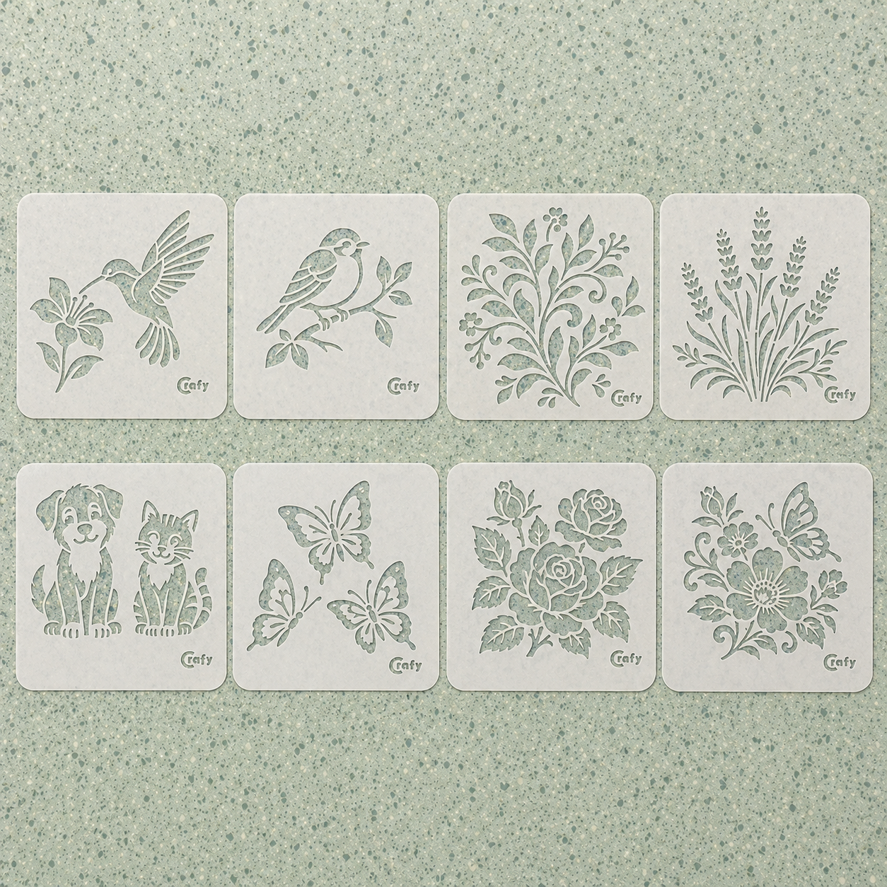 Set 8 Stencils Animales y Plantas