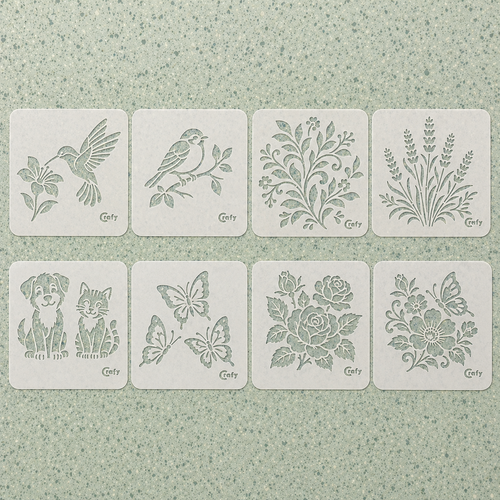 Set 8 Stencils Animales y Plantas