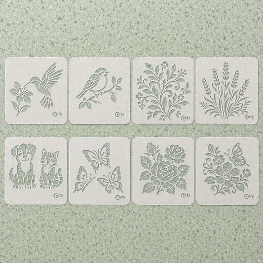 Set 8 Stencils Animales y Plantas