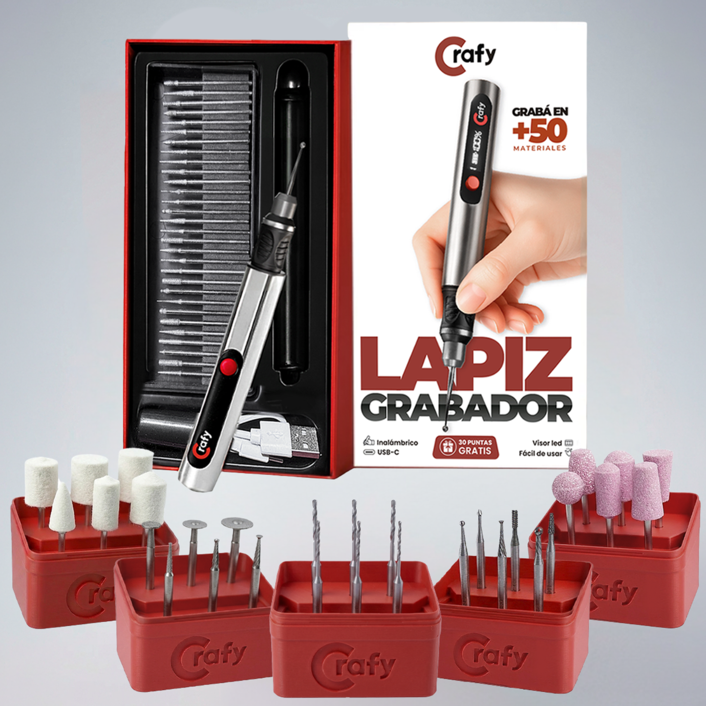 Kit Completo Lapiz grabador Crafy + 5 Sets de puntas