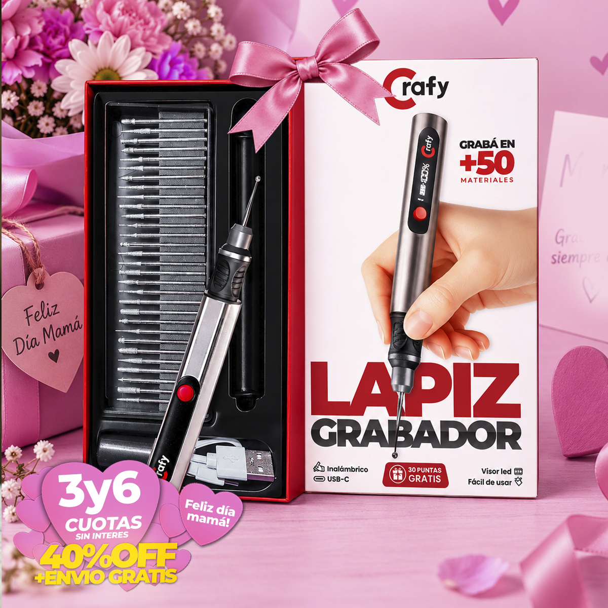 Lápiz Grabador + 30 puntas GRATIS - Crafy®