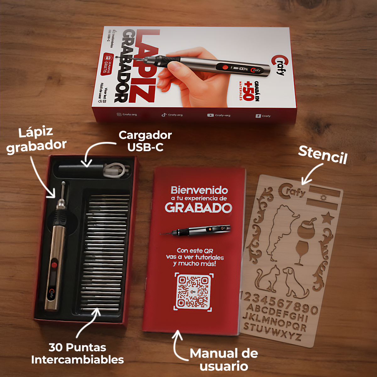 Lápiz Grabador + 30 puntas GRATIS - Crafy®